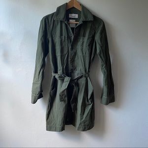 REFORMATION 0 XS Lydia Shirt Dress Green Army NWOT